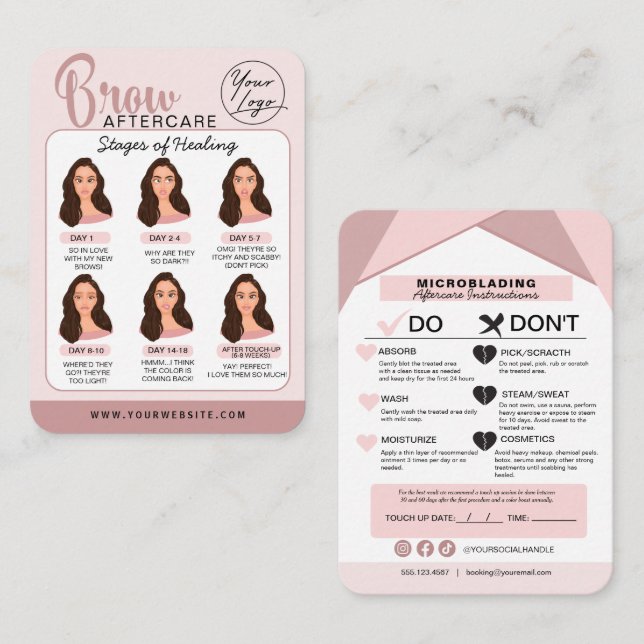 Carte De Visite Brosse à sourcils Microblading Instructions pour l (Devant / Derrière)