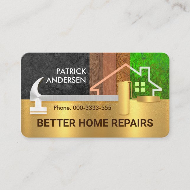 Carte De Visite Brosse de marteau Bordure Bois Accueil Paysage (Devant)