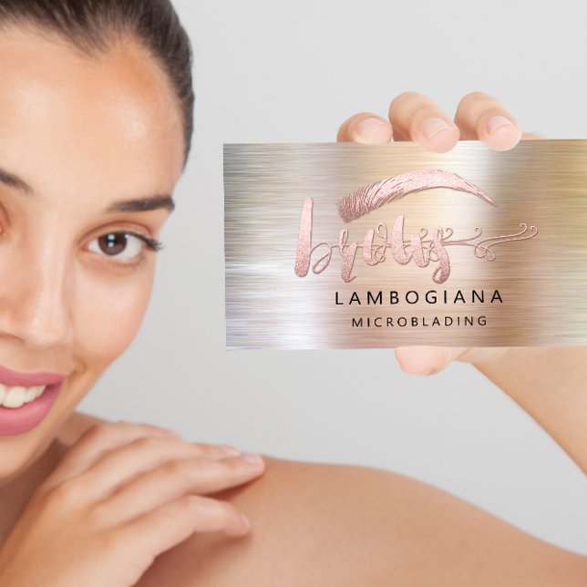 Carte De Visite Brosse du logo Microblade Rose de médias sociaux (Créateur téléchargé)