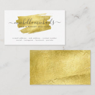 Carte De Visite Brossé Faux Gold Foil Script minimal moderne 