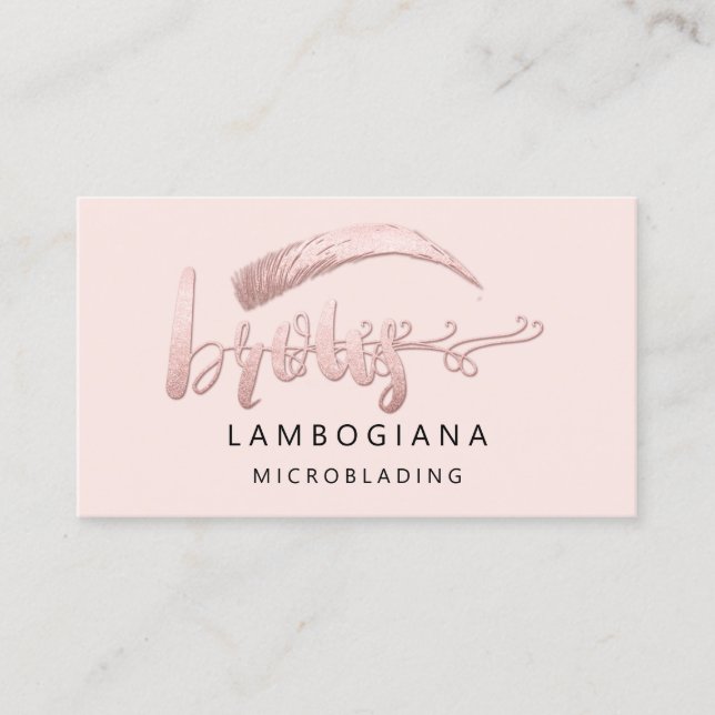 Carte De Visite Brosse Logo Microblade Social Media Rose Rose (Devant)