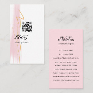 Carte De Visite Brosse rose et or Broussailler le code QR
