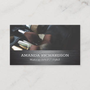 Carte De Visite Brosses de maquillage   Argent métallique brossé
