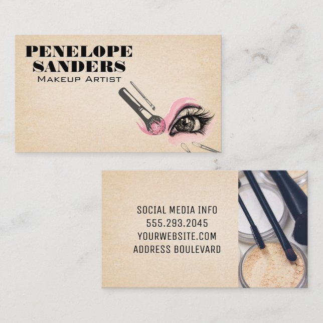 Carte De Visite Brosses de maquillage | Lashes oculaires (Devant / Derrière)