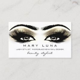 Carte De Visite Brosses de maquillage Lashes Yeux blancs or métal