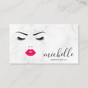 Carte De Visite Brosses de maquillage   Marbre   Beautician