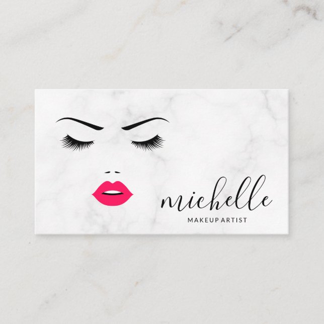 Carte De Visite Brosses de maquillage | Marbre | Beautician (Devant)