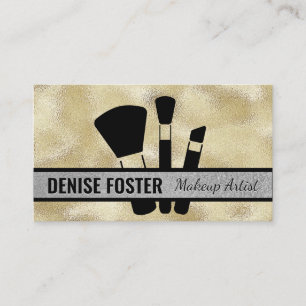 Carte De Visite Brosses de maquillage   Shimmer à huile d'or