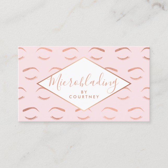 Carte De Visite Brosses et cils Microblading Pink/Rose Gold (Devant)