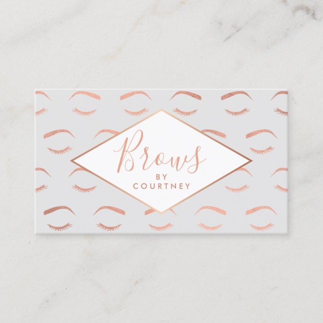Carte De Visite Brosses et cils Motif Gris/or Rose (Devant)