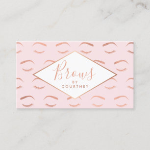 Carte De Visite Brosses et cils Motif rose/Rose or