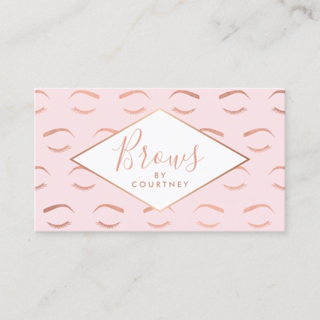 Carte De Visite Brosses et cils Motif rose/Rose or (Devant)
