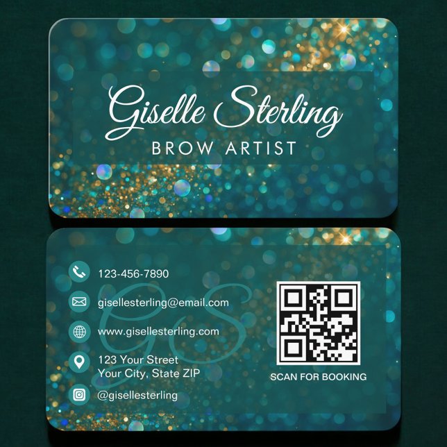 Carte De Visite Brow Artist Green QR Code (Créateur téléchargé)