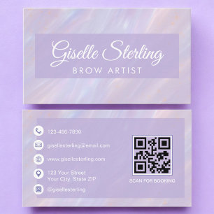 Carte De Visite Brow Artist Iridescente QR Code Opal Holographique
