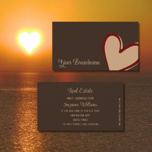 Carte De Visite Brown avec magnifique rouge beige coeur mignonne S