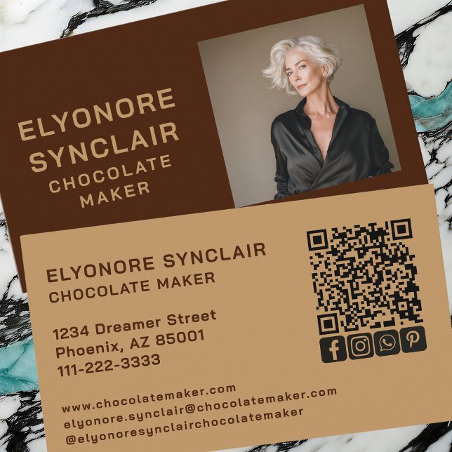 Carte De Visite Brown Caramel Chocolate Maker Personal Photo (Créateur téléchargé)
