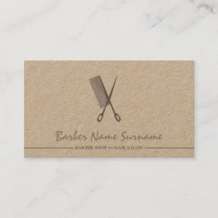 Carte De Visite Brown ciseau Peigne de cheveux Barbier Moderne