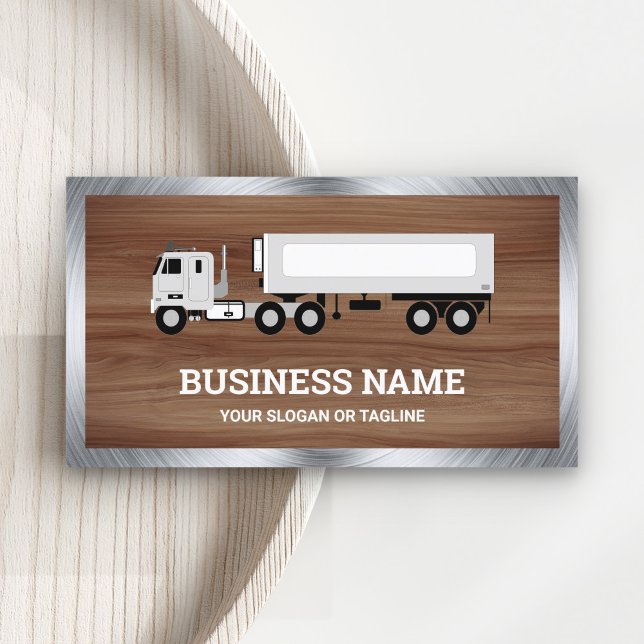 Carte De Visite Brown Wood Grain Logistique Transport Camion Trail (Créateur téléchargé)