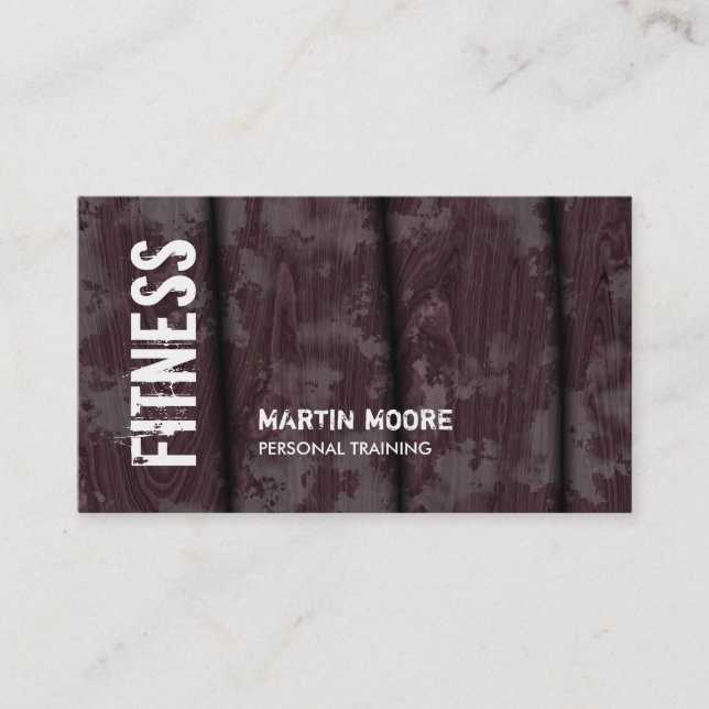 Carte De Visite Brown Wood Special Modern Fitness Personal Trainer (Devant)