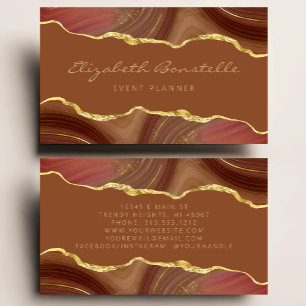 Carte De Visite Brûlé Orange Agate Gold Foil Luxe