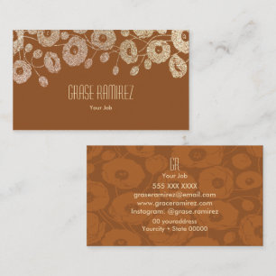Carte De Visite Brun   Parties scintillant Rose moderne et chic de