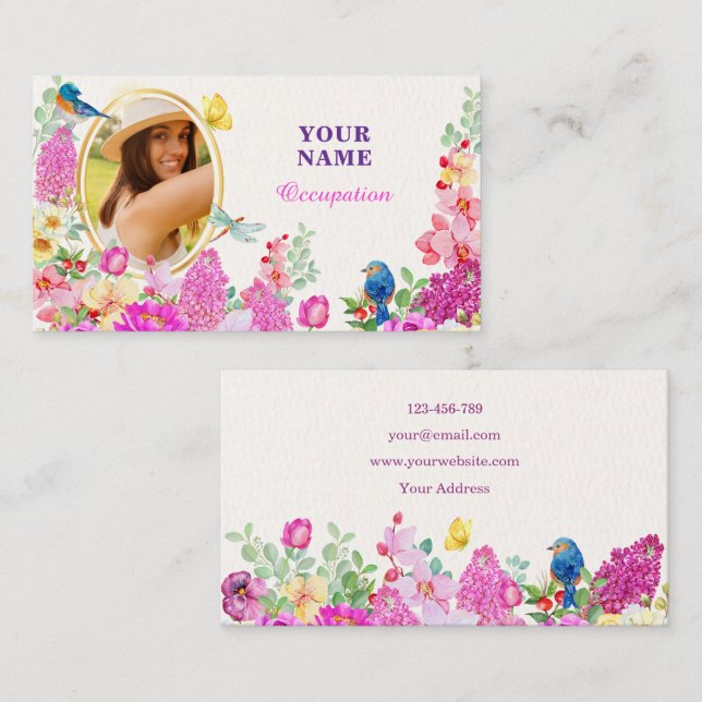 Carte De Visite Brunch floral photo (Devant / Derrière)