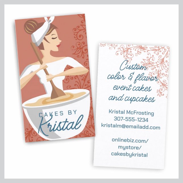 Carte De Visite Brunette femme mixant boulangerie pâtisserie chef (Créateur téléchargé)