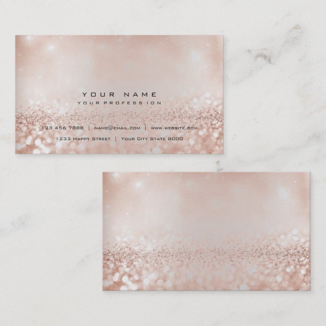 Carte De Visite Brush Pearly Pink Gold Parties scintillant Argent (Devant / Derrière)