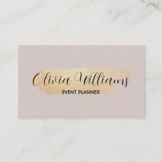 Carte De Visite Brush Stroke Chic - Faux Rose Gold sur Rose neutre