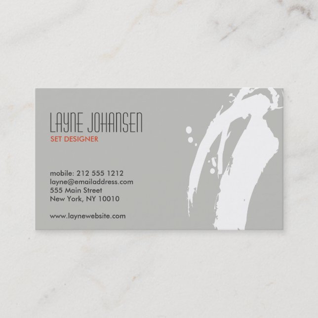 CARTE DE VISITE BRUSHSTROKE BLANC (Devant)