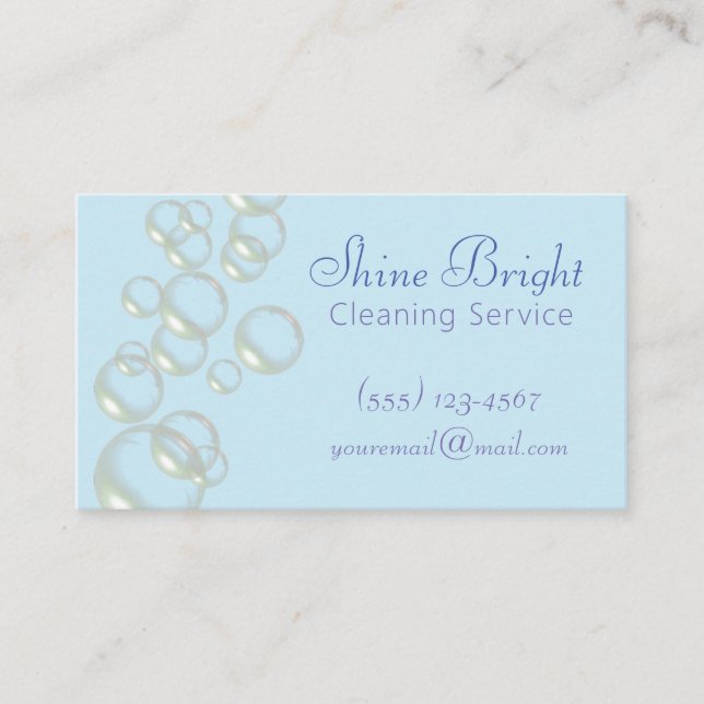 Carte De Visite Bubbles Blue Professional Design Cleaning Service (Devant)