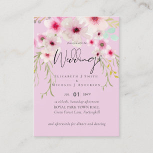 Carte De Visite Budget du script de Mariage floral rose vif