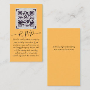 Carte De Visite Budget QR Code Website RSVP Mariage de l'hôtel Dét