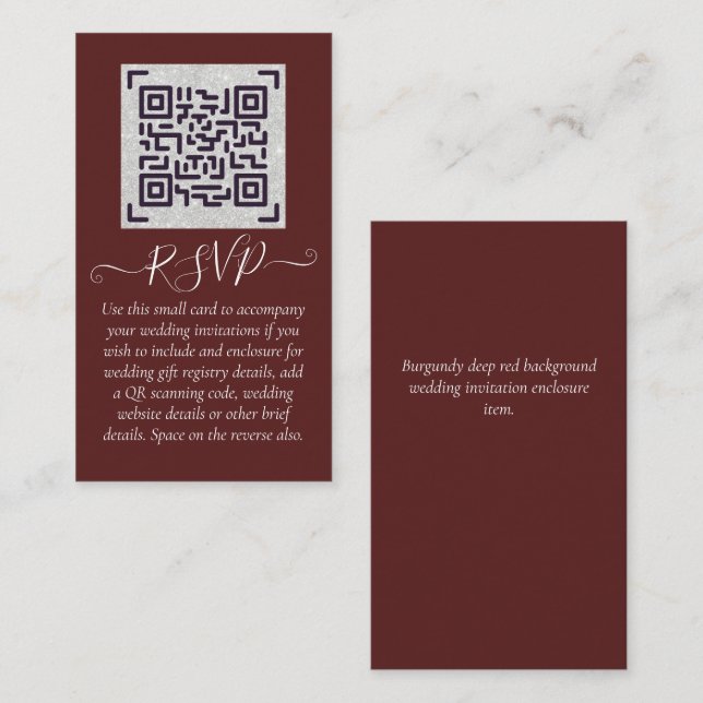 Carte De Visite Budget QR Code Website RSVP Mariage de l'hôtel Dét (Devant / Derrière)