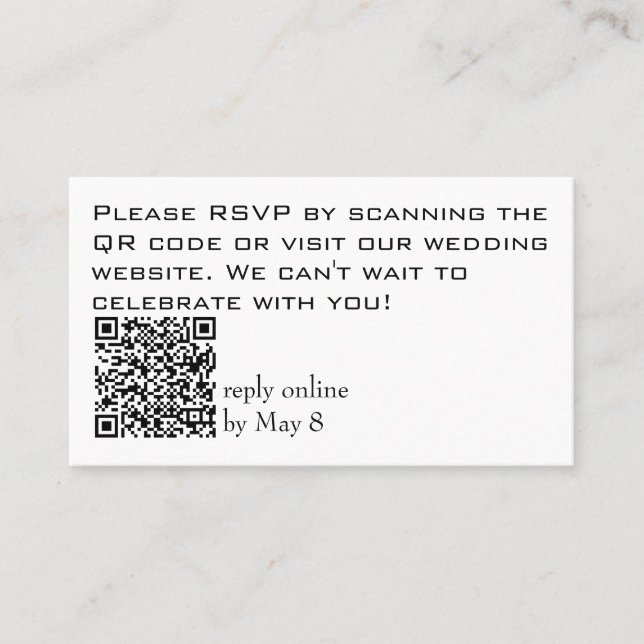 Carte De Visite Budget RSVP Mariage Site Web QR Code (Devant)