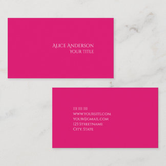Carte De Visite Budget Simple Une Seule Couleur Moderne Rose
