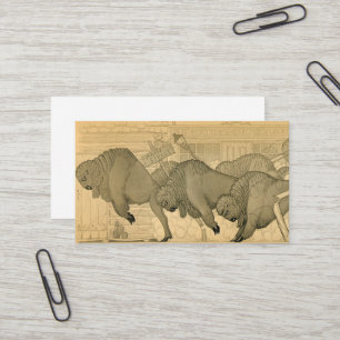 Carte De Visite Buffalo Stampede, Savage Iowa, 1923 par Grant Wood