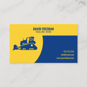 Carte De Visite Bulldozer de construction jaune et bleu unique