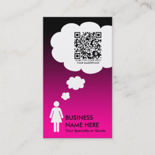 Carte De Visite bulle de pensée de code de qr (le rose se fanent)