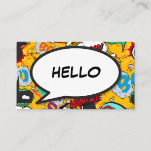 Carte De Visite Bulle de texte de bande dessinée rétro amusante BO