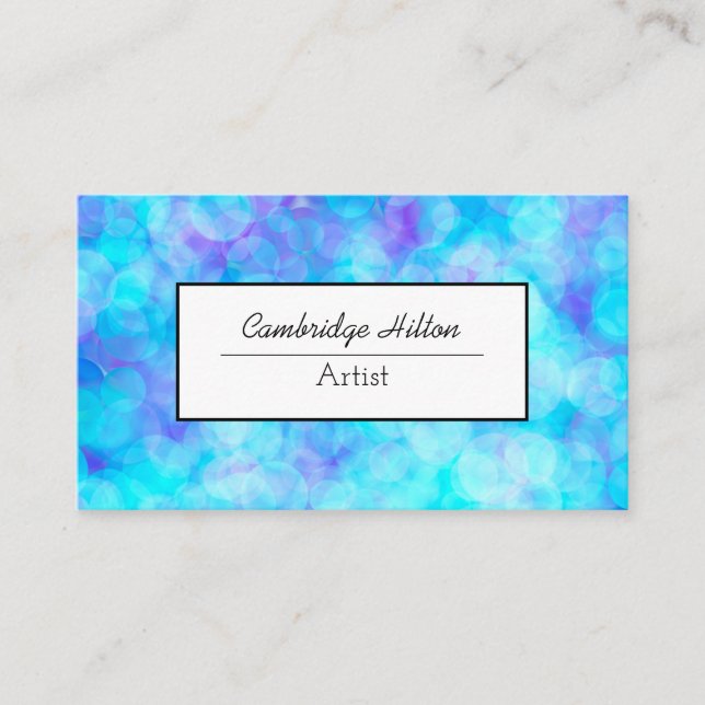 Carte De Visite Bulles bleues et violettes Abstrait Fluid Art (Devant)