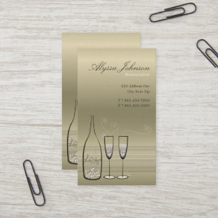 Carte De Visite Bulles d'argent Champagne Chefs chic moderne