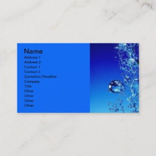 CARTE DE VISITE BULLES D'EAU BLEUE EAU FRAÎCHE CLAIRE NUMÉRIQUE RE