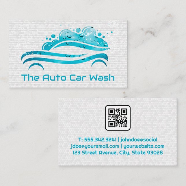 Carte De Visite Bulles du logo de lavage de voiture | nettoyage |  (Devant / Derrière)