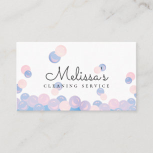 Carte De Visite Bulles roses et bleues Service de nettoyage à domi