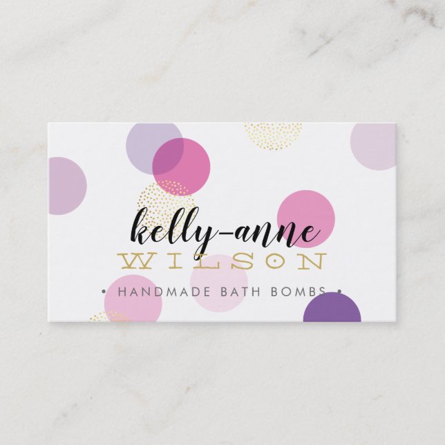 Carte De Visite BULLES STYLISH SPOTS glam luxe bain bombe or (Devant)