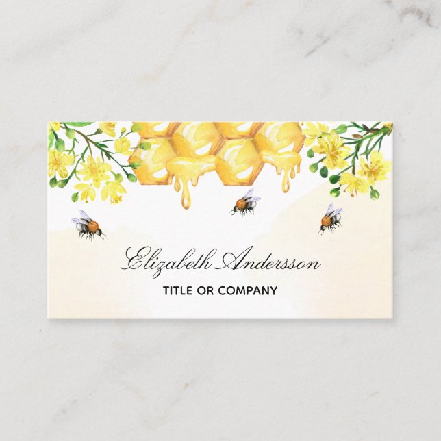 Carte De Visite Bumble abeilles miel fleurons jaunes médias sociau (Devant)