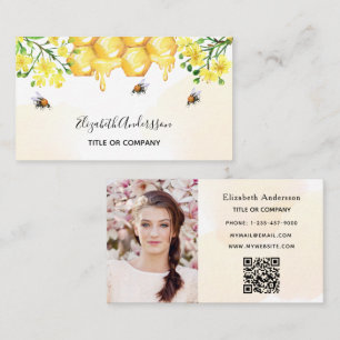 Carte De Visite Bumble abeilles miel photo jaune code qr