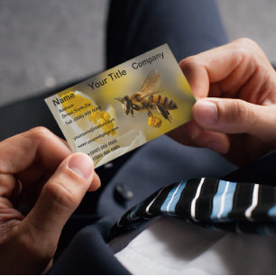 Carte De Visite Bumble Bee Fleur Jaune Abeille couverte de pollen