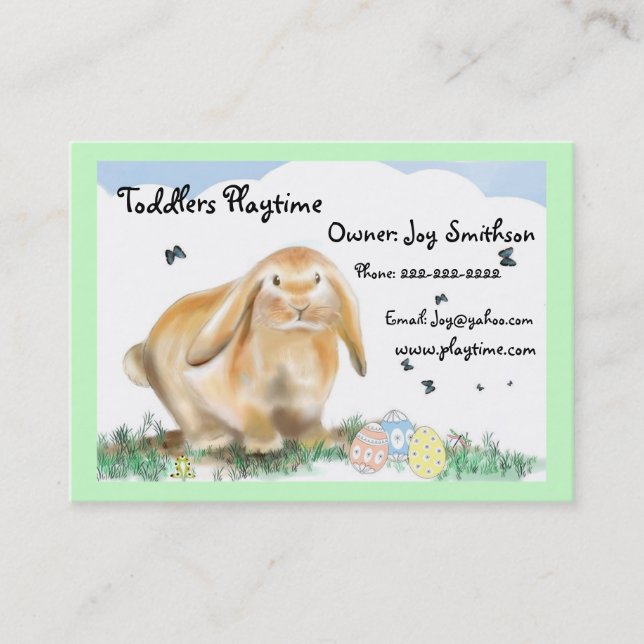 Carte De Visite Bunny Rabbit-Boutique pour enfants (Devant)